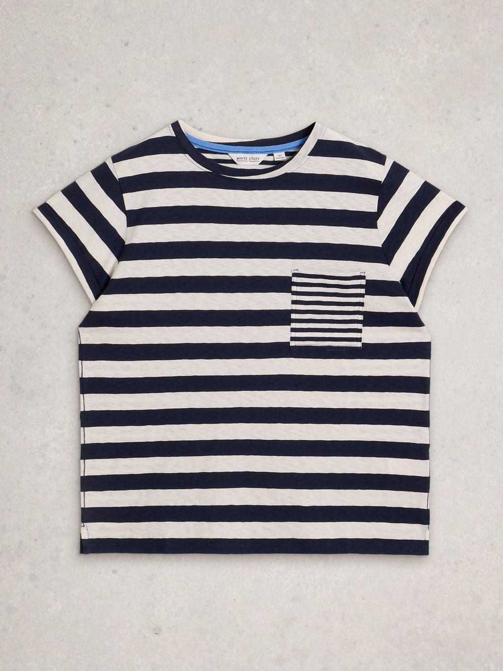 GINA TEE in NAVY MULTI - FLAT FRONT