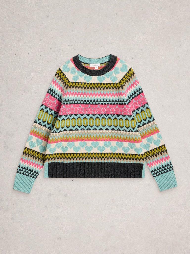 PHOEBE FAIRISLE JUMPER in BLUE MLT - FLAT FRONT