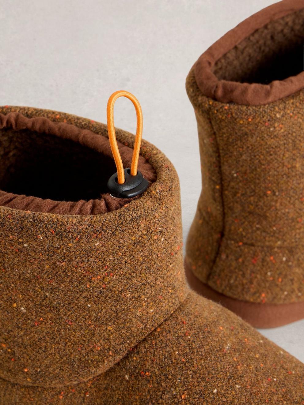 Slipper Neppy Bootie in DK BROWN - FLAT DETAIL