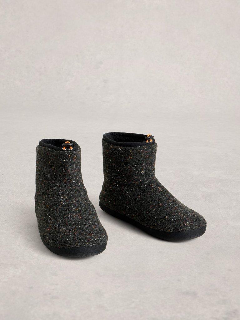 Slipper Neppy Bootie in PURE BLK - FLAT FRONT