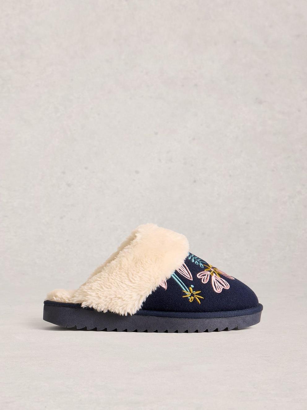 Floral Mule Slippers in DARK NAVY - LIFESTYLE