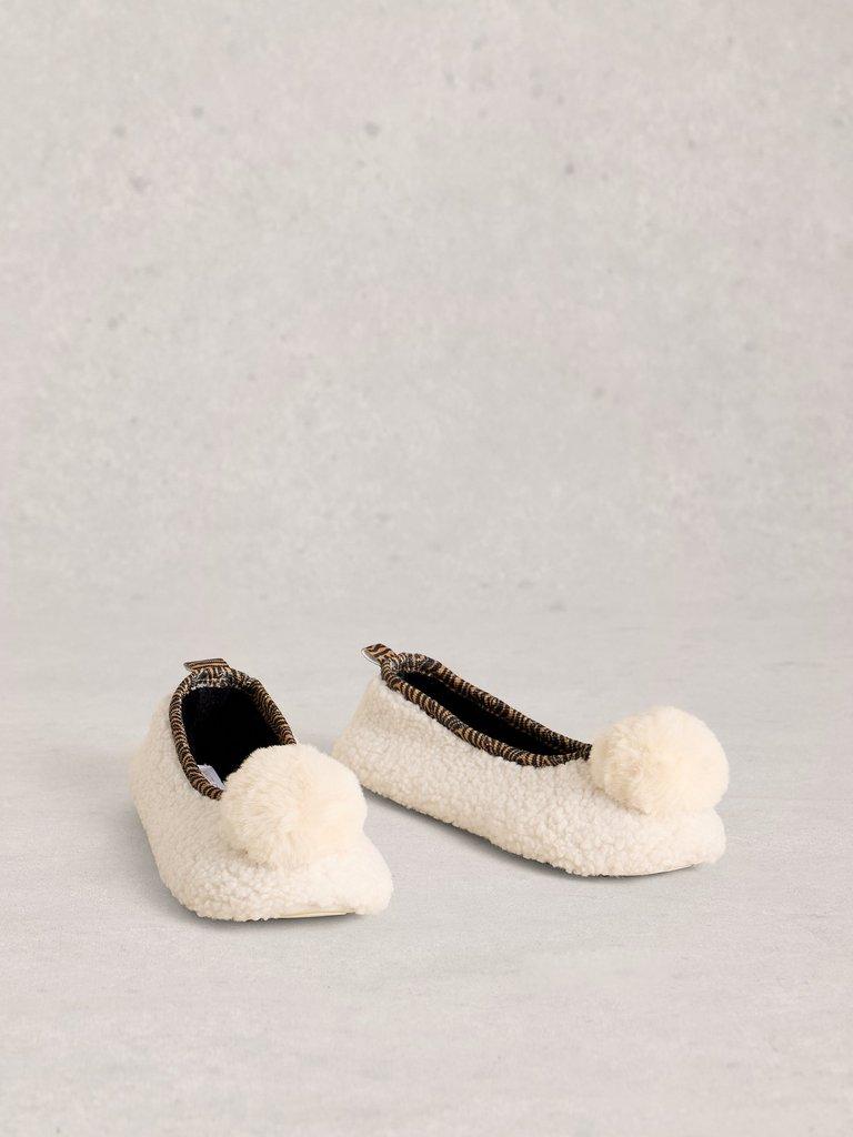 Pom Ballet Slippers in PALE IVORY - FLAT FRONT