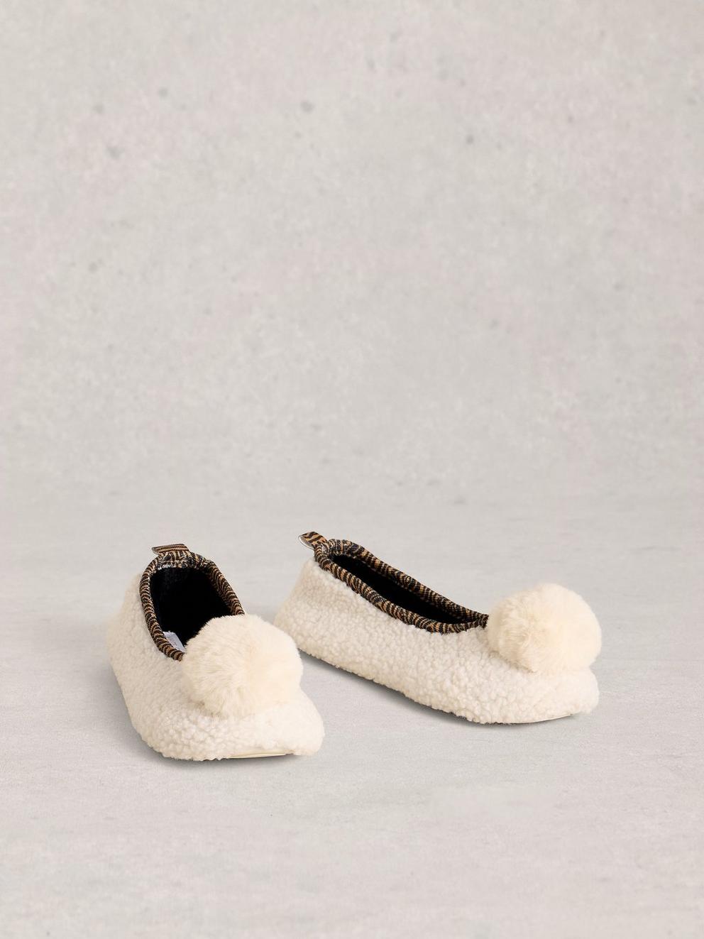 Pom Ballet Slippers in PALE IVORY - FLAT FRONT
