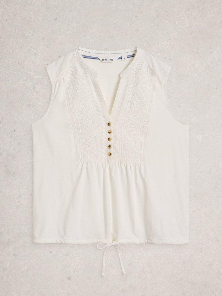 PEONY SLEEVELESS SHIRT in BRIL WHITE - FLAT FRONT