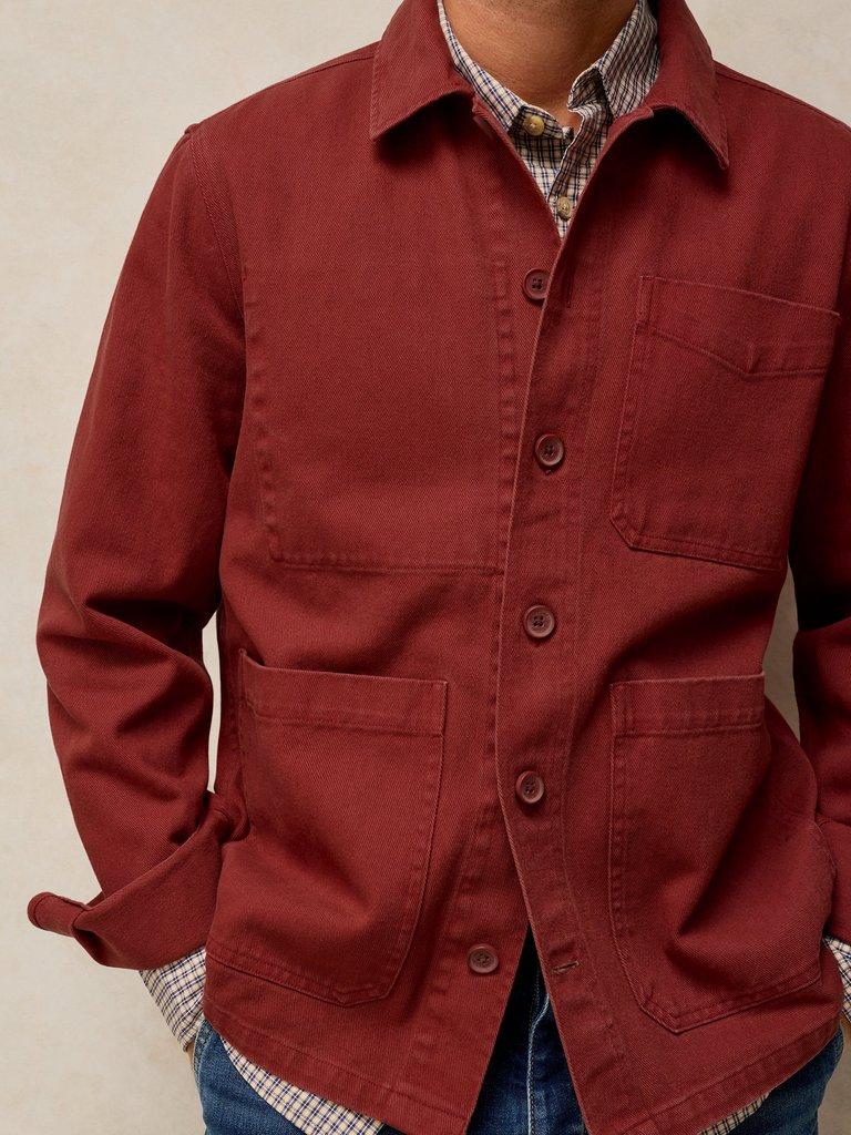 Westgate Workwear Jacket in DK RED - MODEL DETAIL