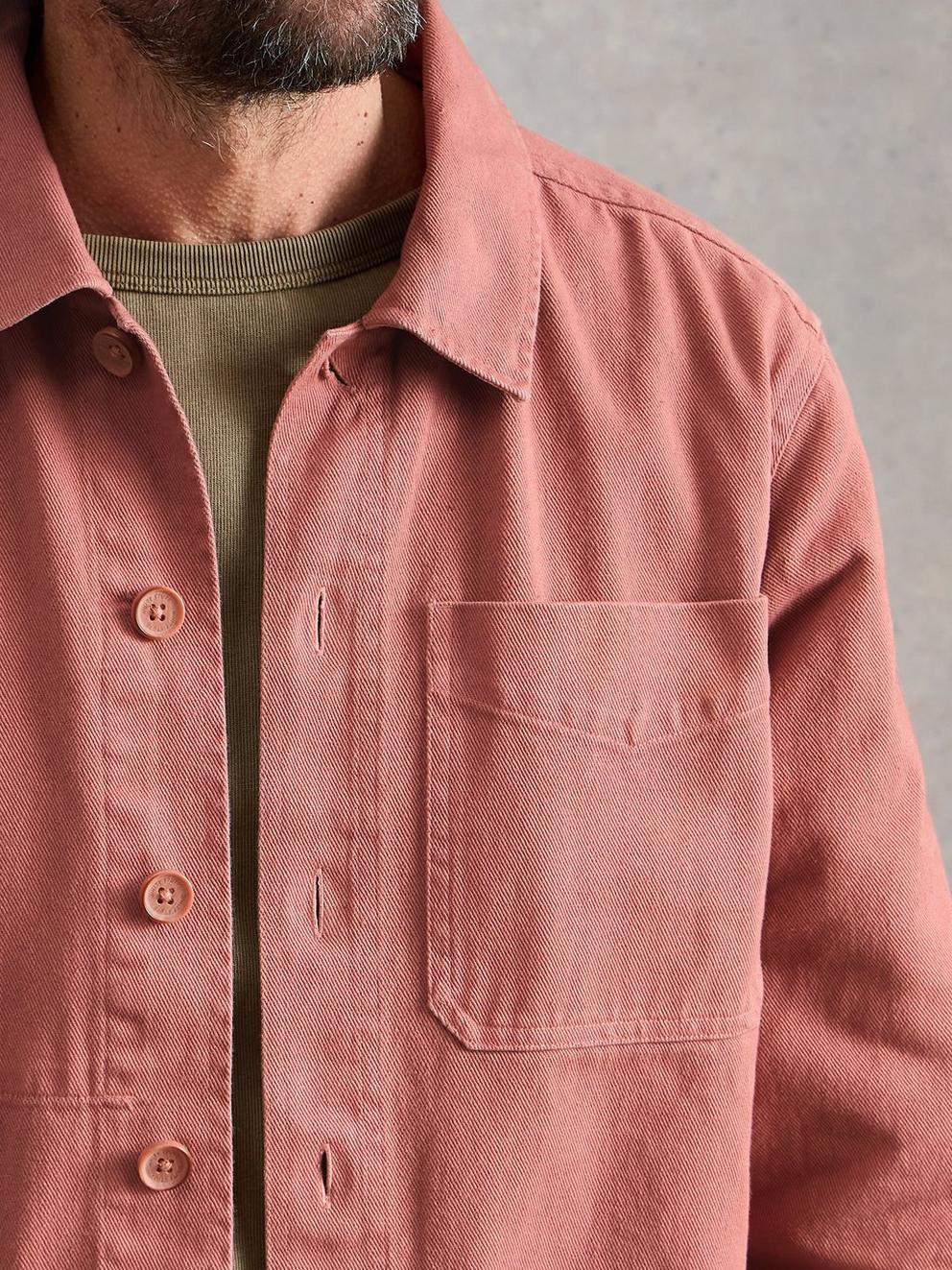 Westgate Workwear Jacket in MID PINK - MODEL DETAIL