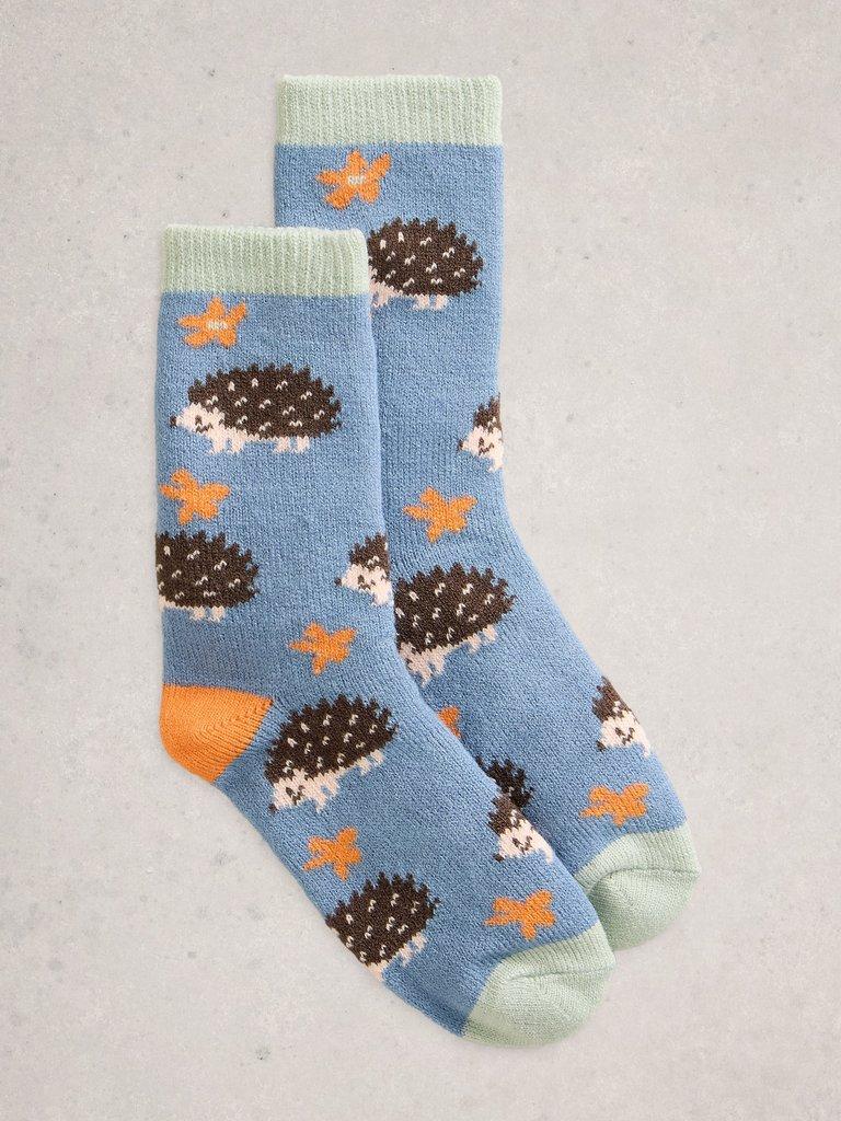 Hedgehog Print Cabin Sock in LGT BLUE - FLAT FRONT
