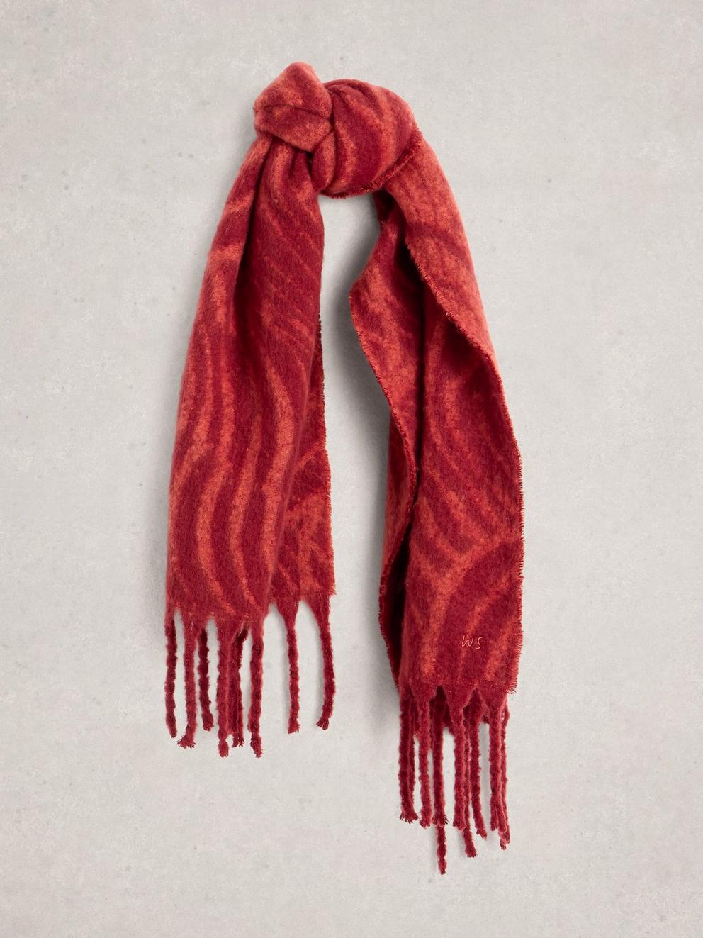 Shelly Scarf in DK RED - FLAT FRONT