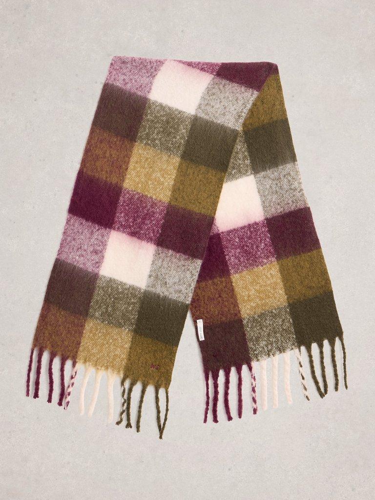 Shelly Brushed Checked Scarf in PURPLE MLT - FLAT BACK