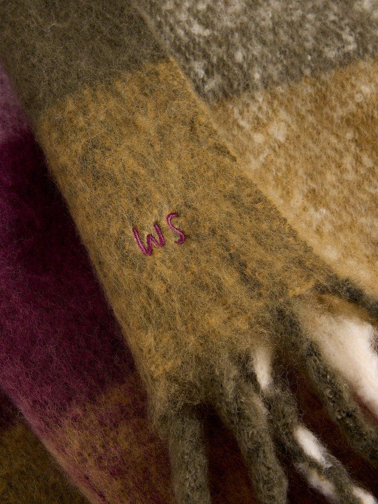 Shelly Brushed Checked Scarf in PURPLE MLT - FLAT DETAIL