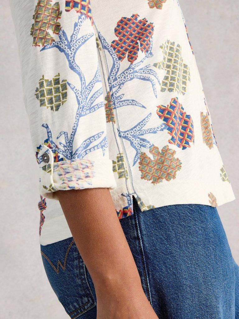 WOMENS ANNIE COLLARED JERSEY SHIRT in IVORY MLT - MODEL DETAIL