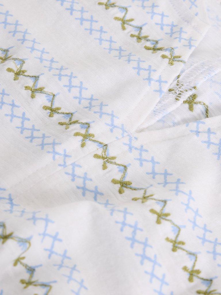 NELLY SHORT SLEEVE EMBROIDERED TEE in WHITE MLT - FLAT DETAIL