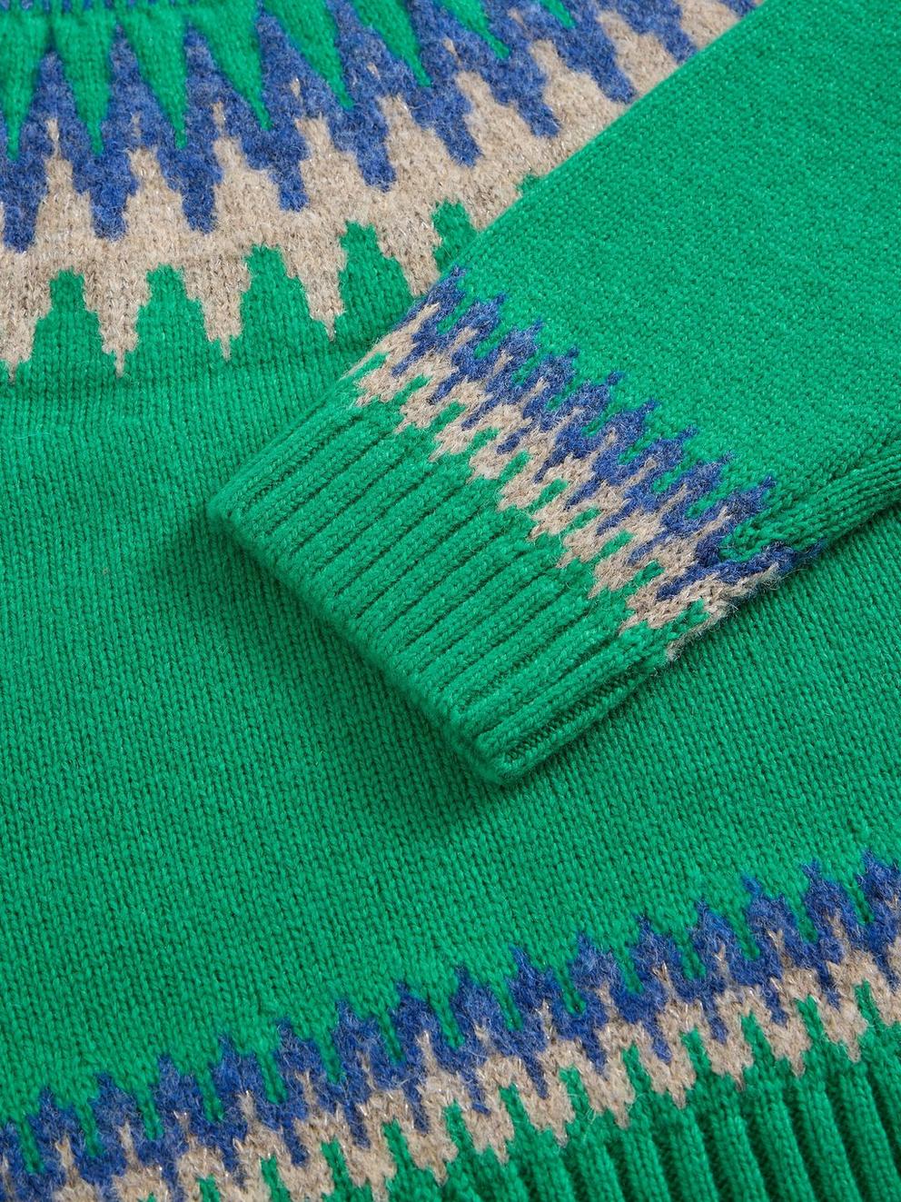 FIFI FAIRISLE JUMPER in GREEN MLT - FLAT DETAIL