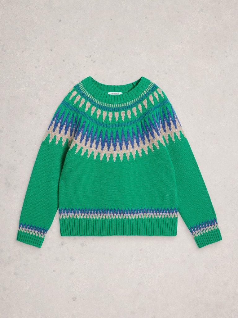 FIFI FAIRISLE JUMPER in GREEN MLT - FLAT FRONT