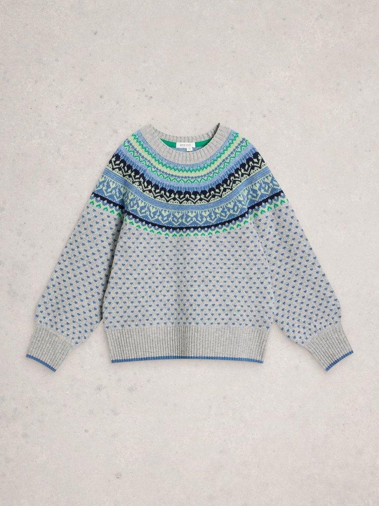 MINI HEART FAIRISLE JUMPER in GREY MLT - FLAT FRONT