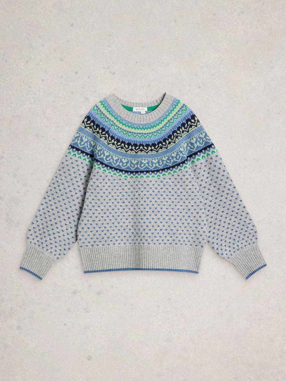 MINI HEART FAIRISLE JUMPER in GREY MLT - FLAT FRONT