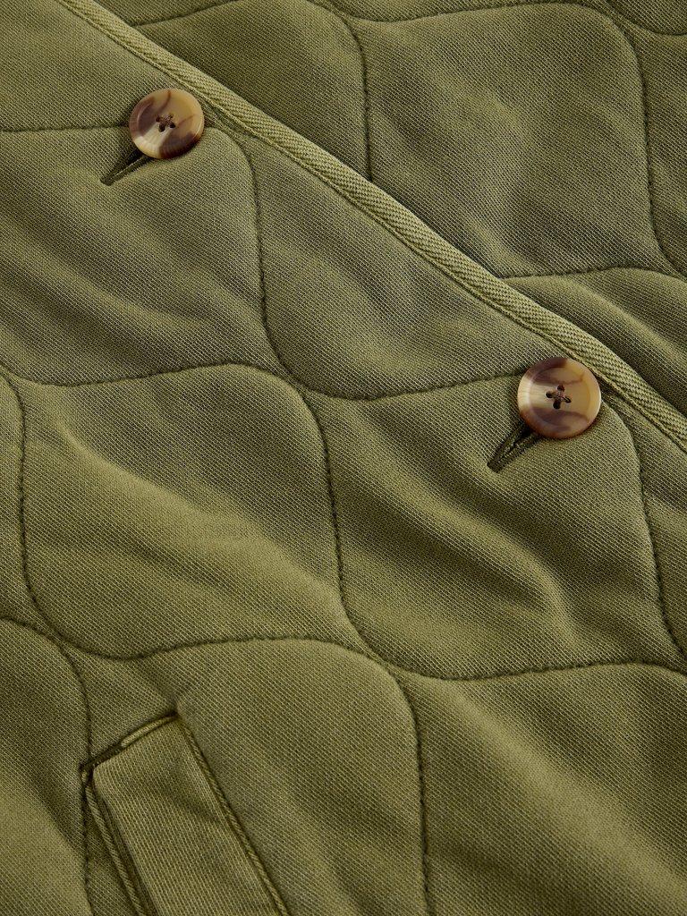 Anya Jersey Quilted Jacket in MID GREEN - FLAT DETAIL