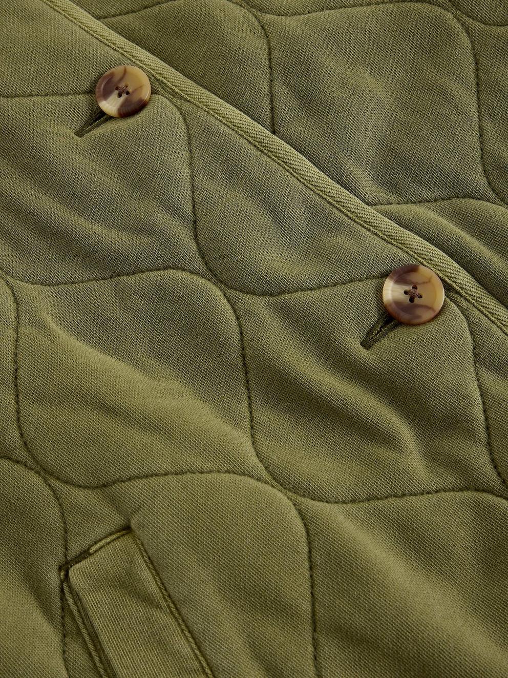 Anya Jersey Quilted Jacket in MID GREEN - FLAT DETAIL