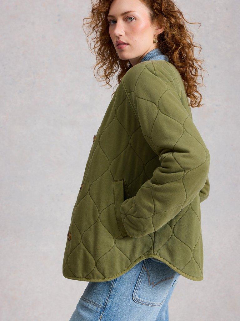 Anya Jersey Quilted Jacket in MID GREEN - LIFESTYLE