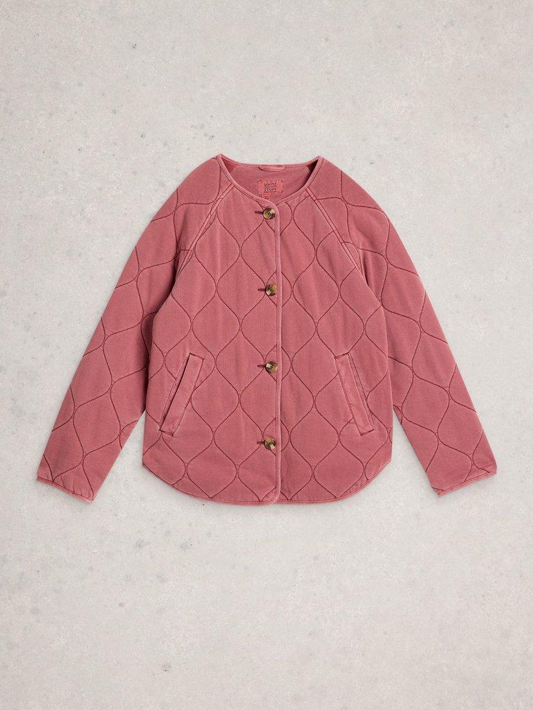 Anya Jersey Quilted Jacket in MID PINK - FLAT FRONT