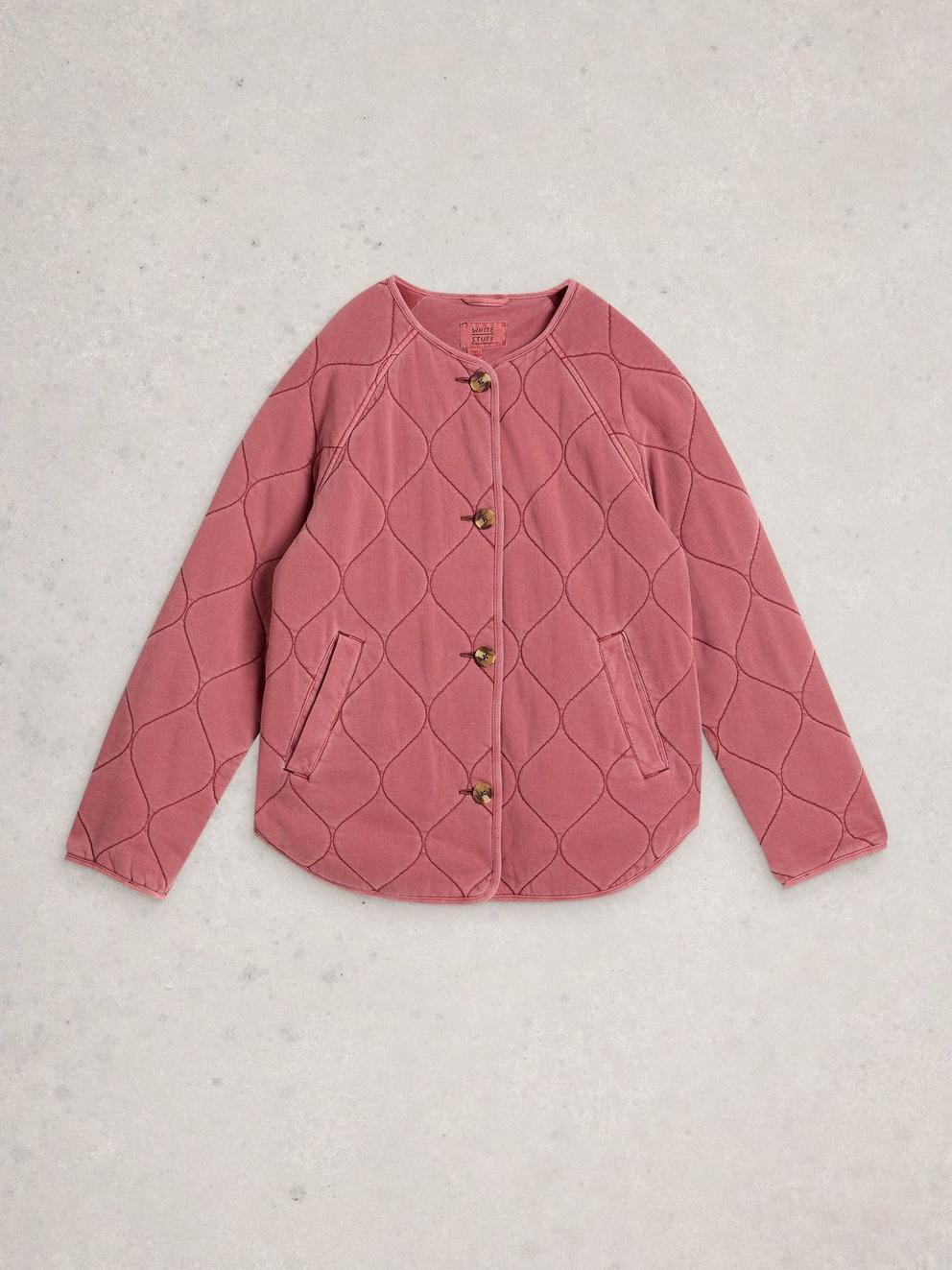 Anya Jersey Quilted Jacket in MID PINK - FLAT FRONT