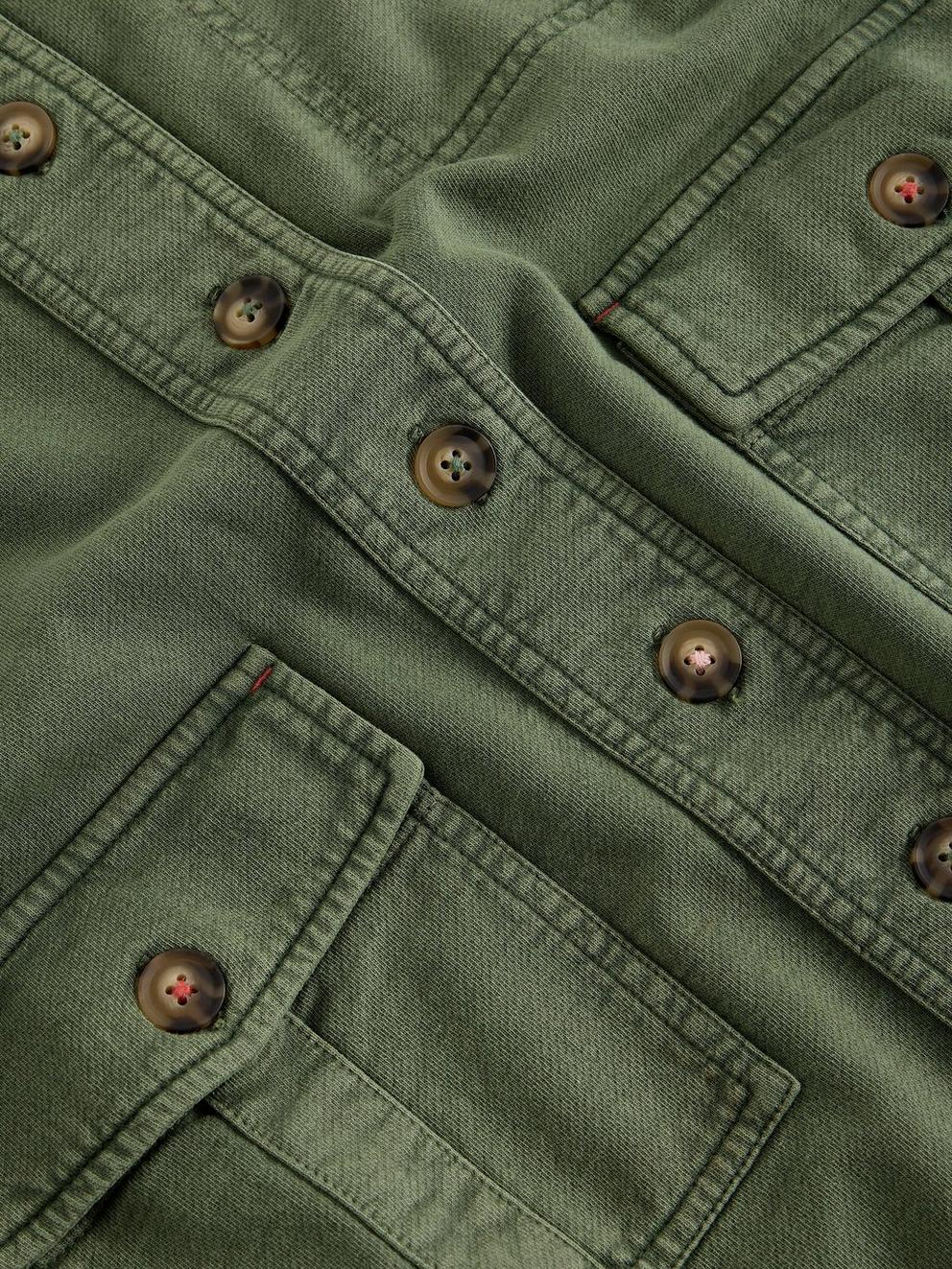 Demi Utility Jersey Jacket in MID GREEN - FLAT DETAIL