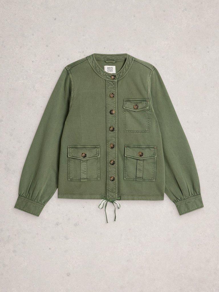 Demi Utility Jersey Jacket in MID GREEN - FLAT FRONT