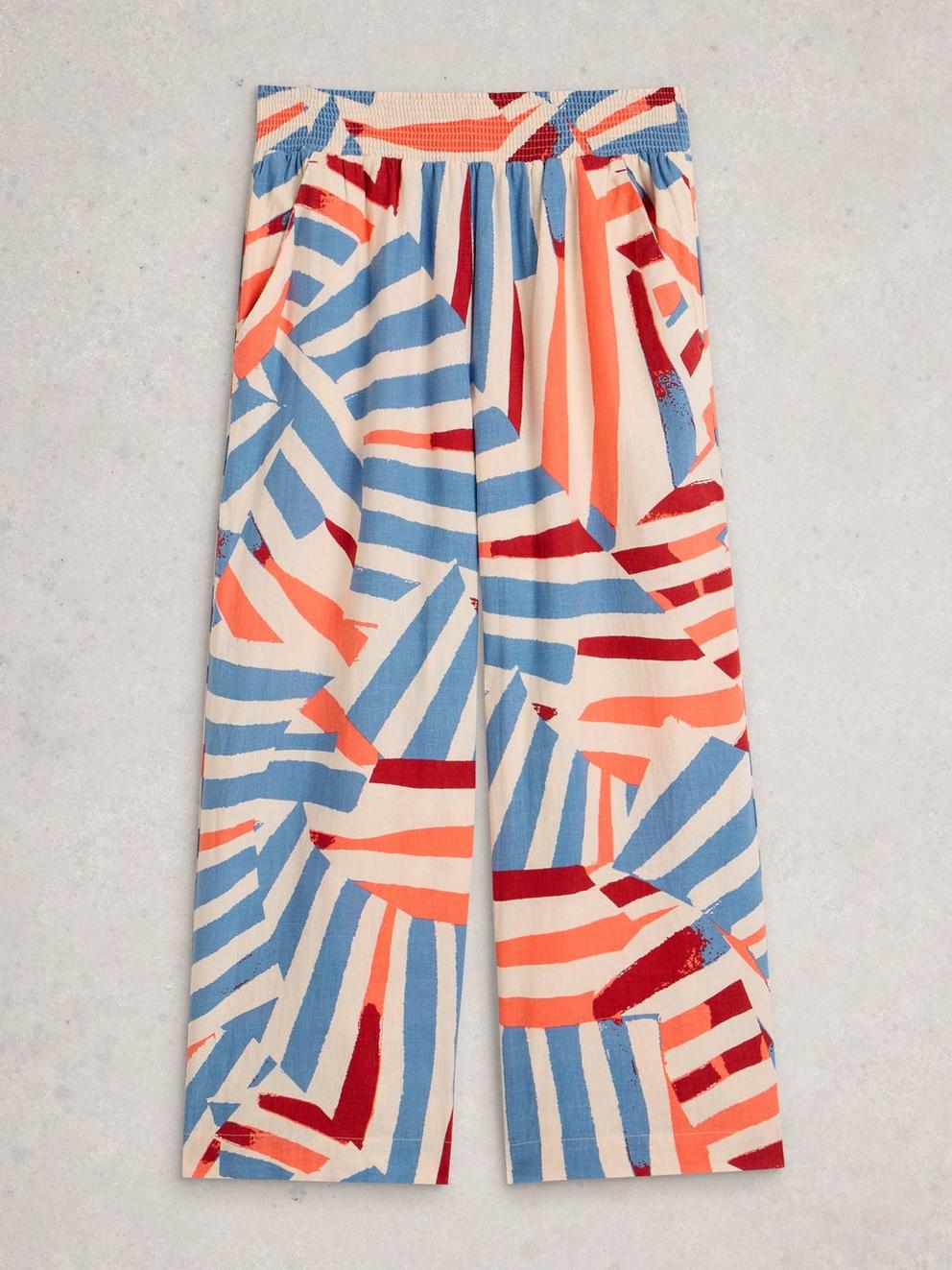 Shelly Linen Blend Crop Culotte in IVORY MLT - FLAT FRONT