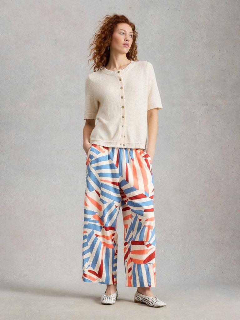 Shelly Linen Blend Crop Culotte in IVORY MLT - LIFESTYLE