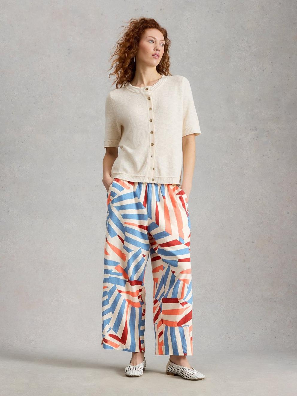 Shelly Linen Blend Crop Culotte in IVORY MLT - LIFESTYLE