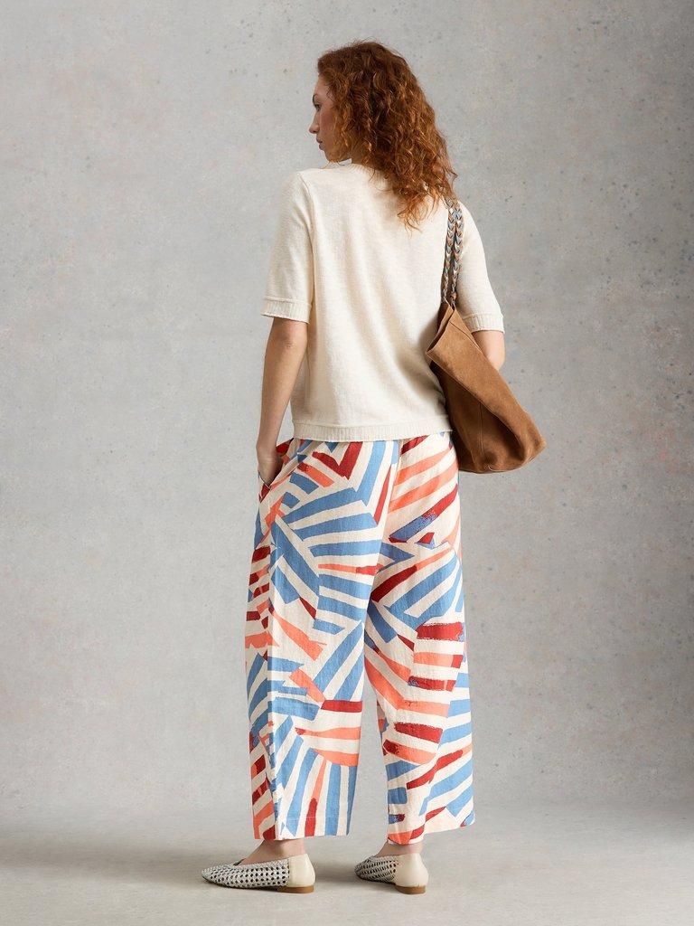 Shelly Linen Blend Crop Culotte in IVORY MLT - MODEL BACK