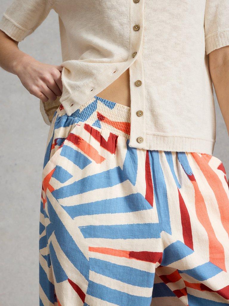 Shelly Linen Blend Crop Culotte in IVORY MLT - MODEL DETAIL