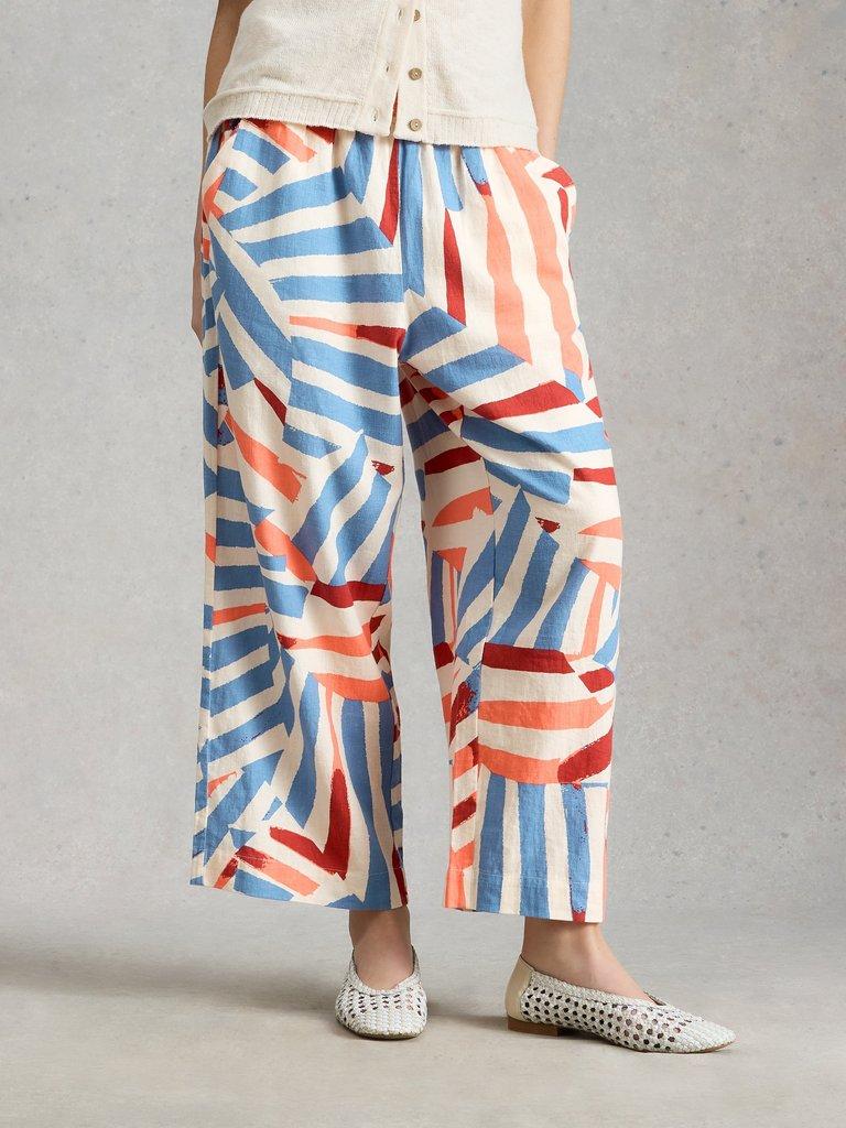 Shelly Linen Blend Crop Culotte in IVORY MLT - MODEL FRONT