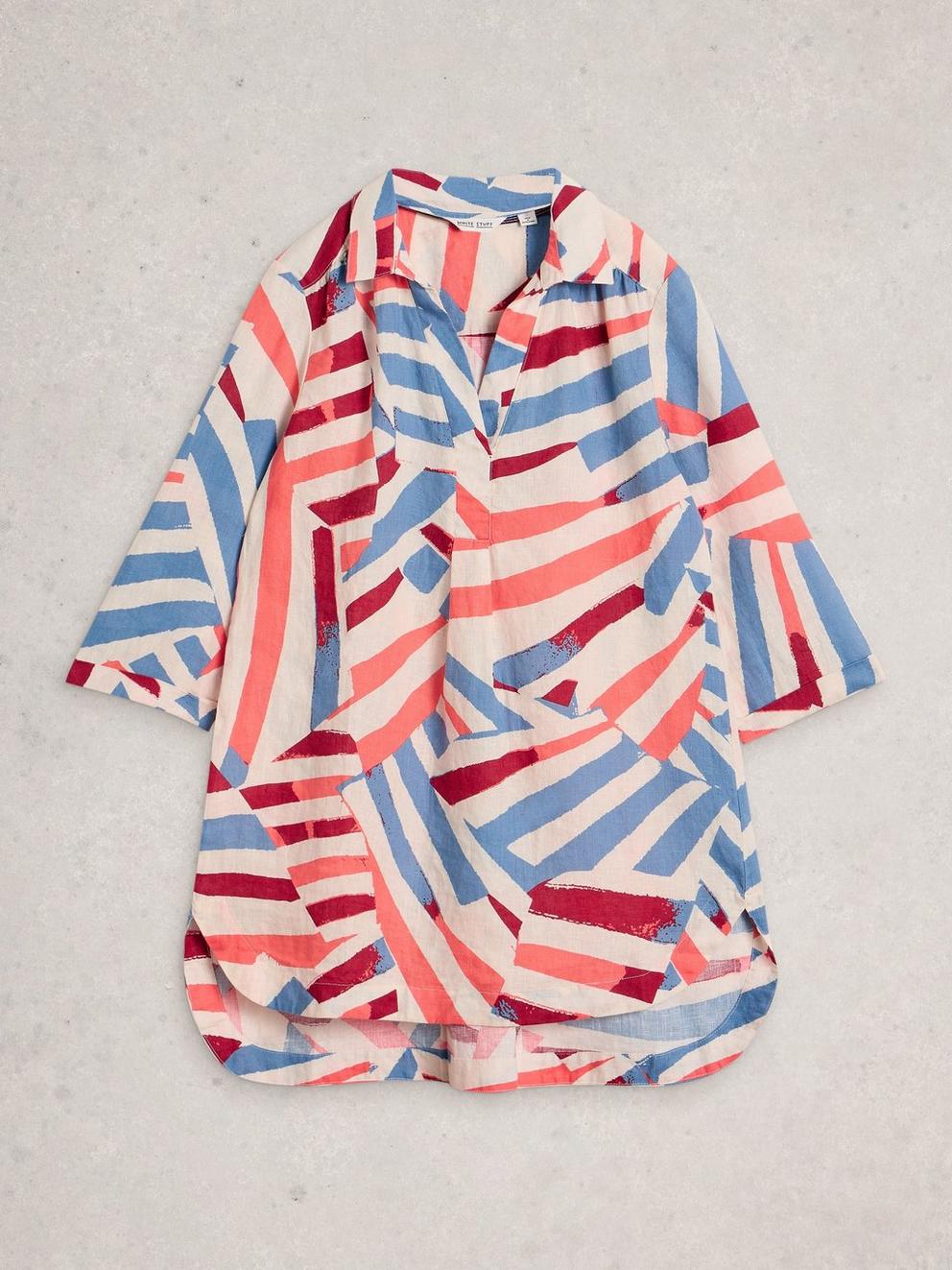 Bianca Linen Tunic in IVORY MLT - FLAT FRONT