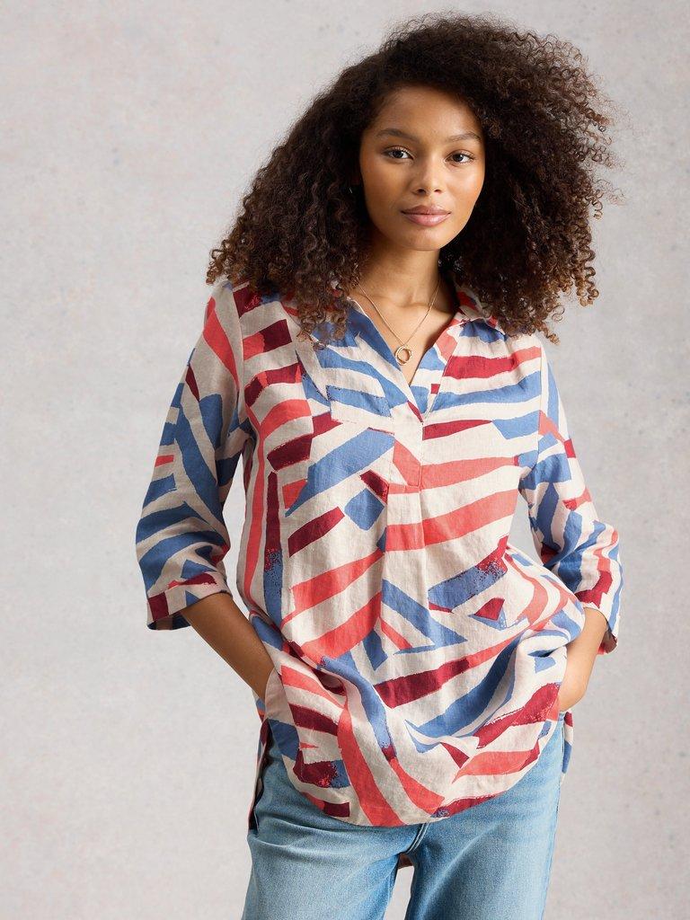 Bianca Linen Tunic in IVORY MLT - LIFESTYLE