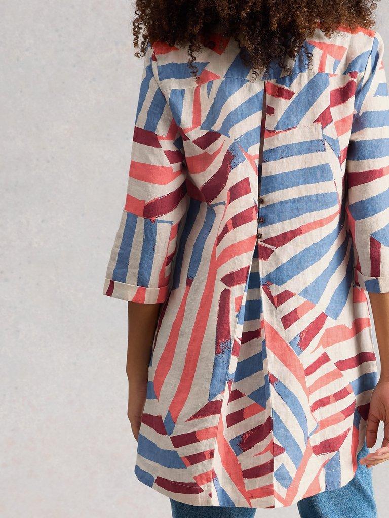 Bianca Linen Tunic in IVORY MLT - MODEL BACK