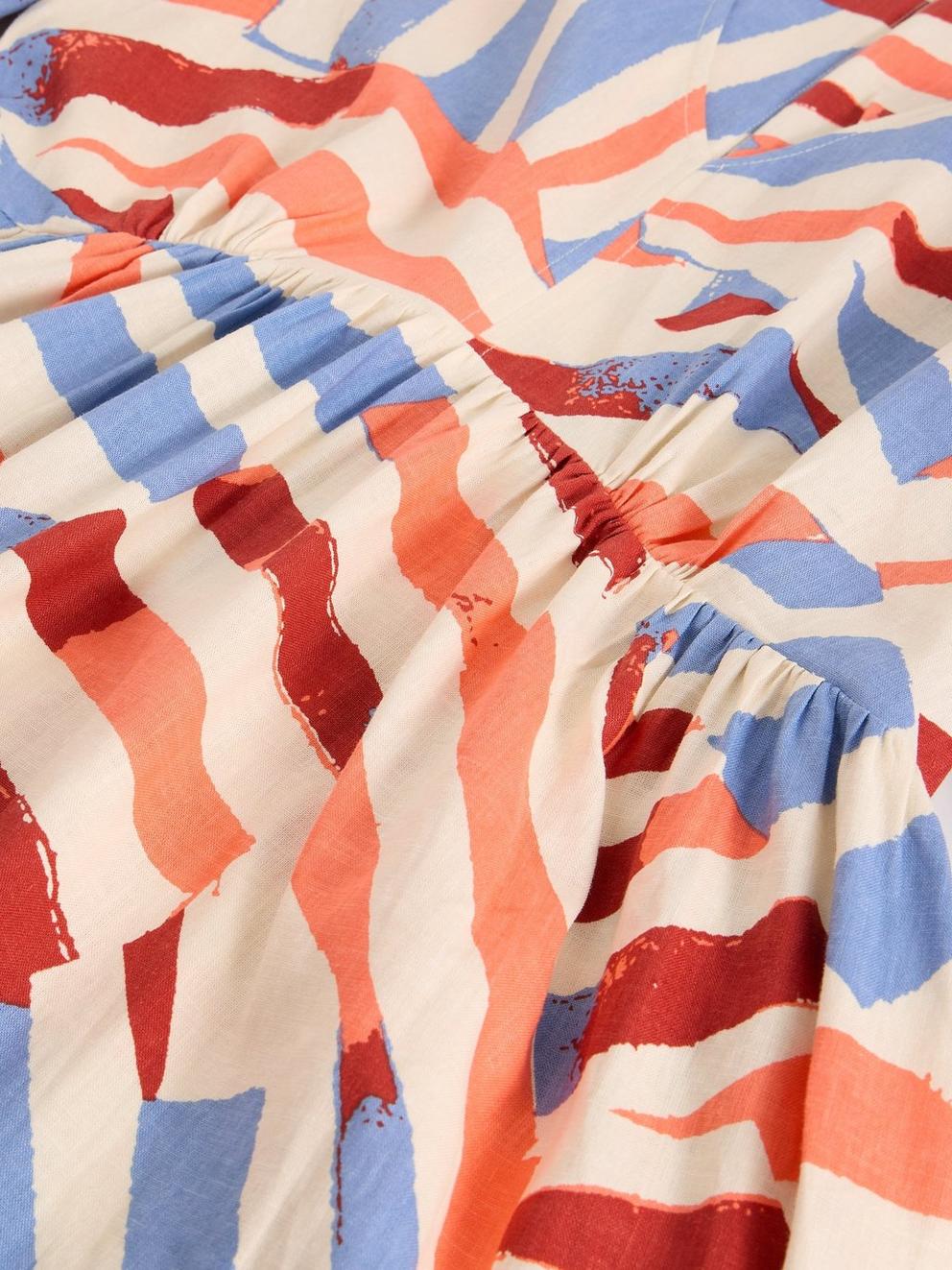 Lucy Linen Blend Midi Dress in IVORY MLT - FLAT DETAIL