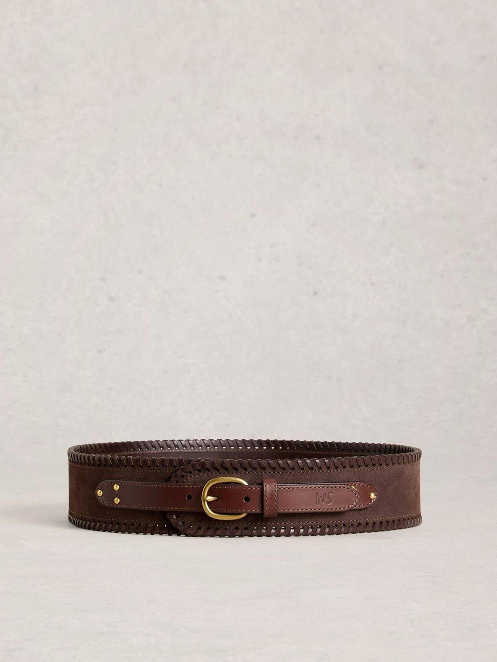 Cinch Waist Belt in DEEP BROWN - FLAT BACK