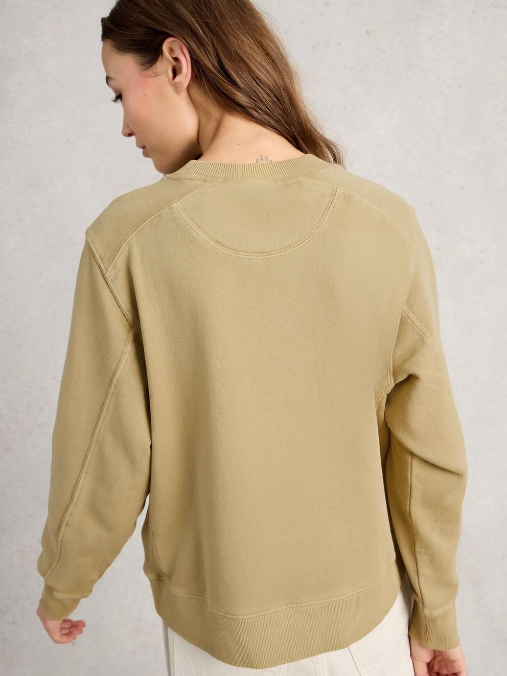 DAYDREAMER SWEAT in KHAKI GRN - MODEL BACK