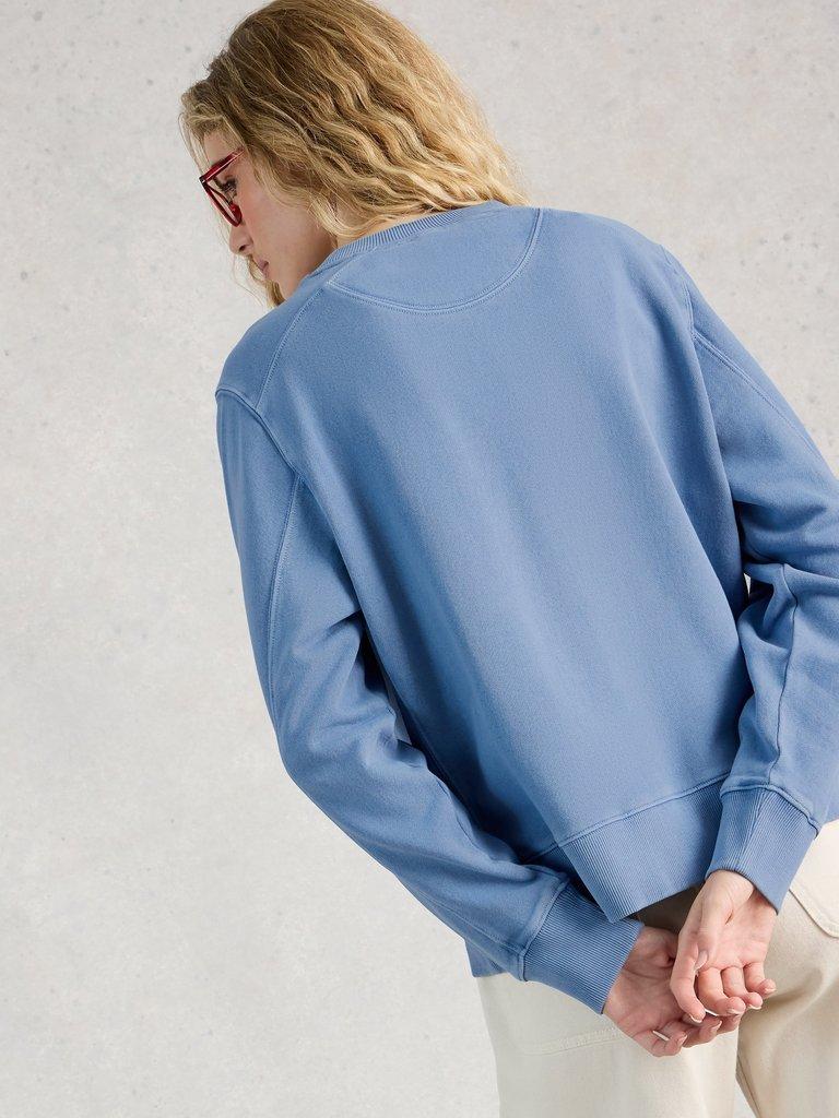 DAYDREAMER SWEAT in MID BLUE - MODEL BACK