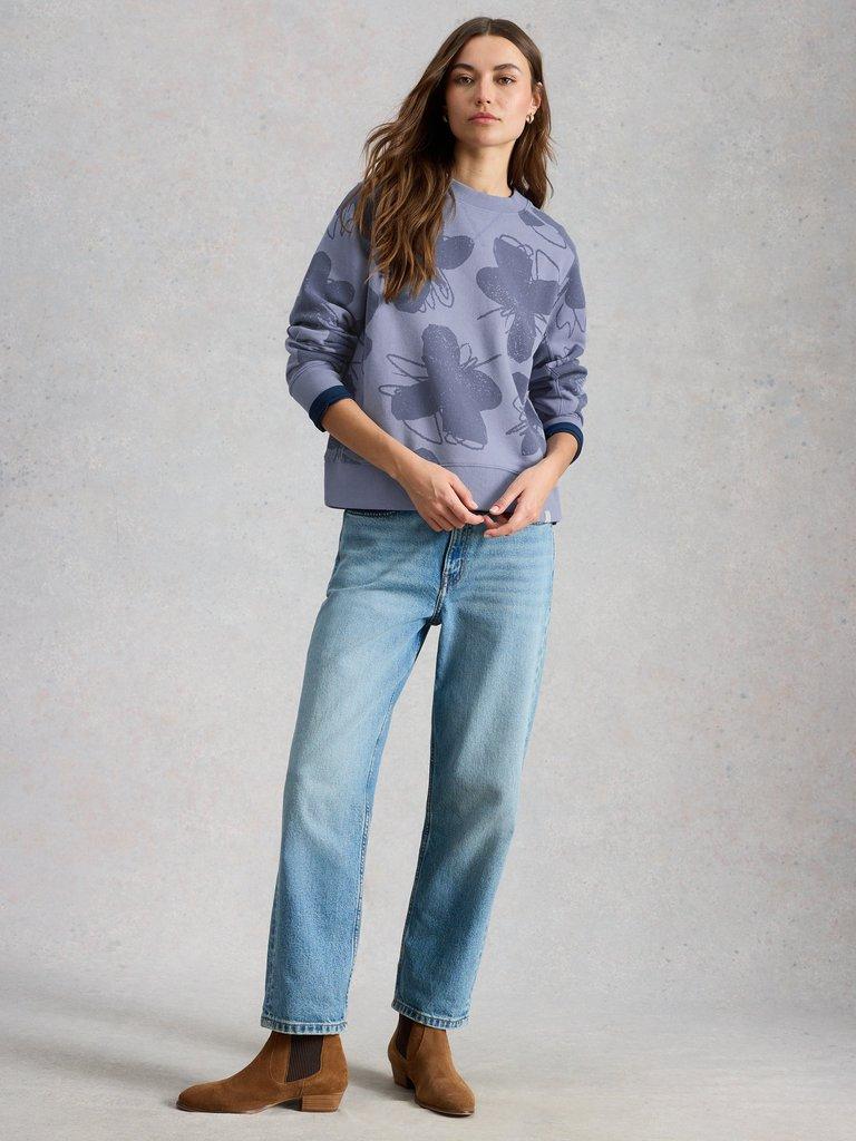 DAYDREAMER PRINTED SWEAT in BLUE PR - MODEL FRONT