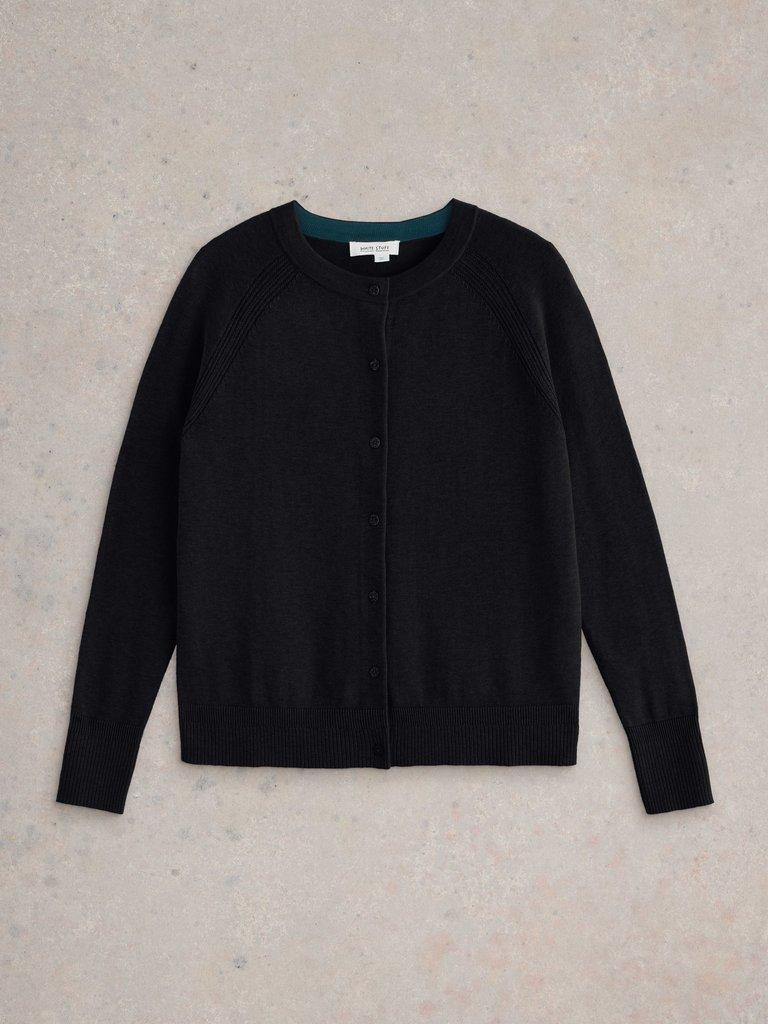 WOMENS LULU LONG SLEEVE CARDI in PURE BLK - FLAT FRONT