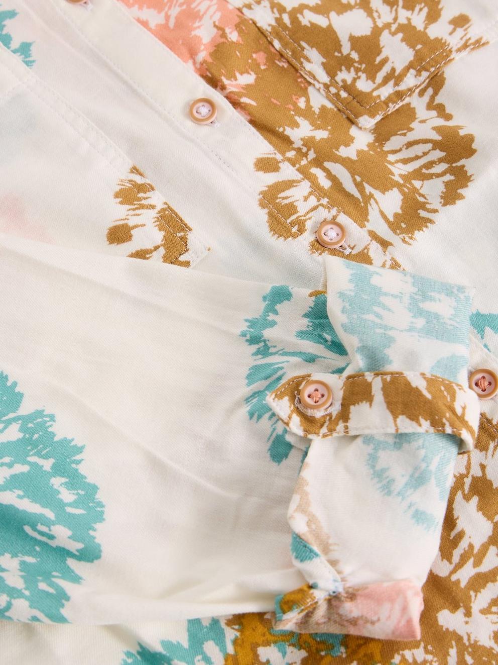 Sophie Organic Cotton Long Sleeve Collared Shirt in IVORY PR - FLAT DETAIL