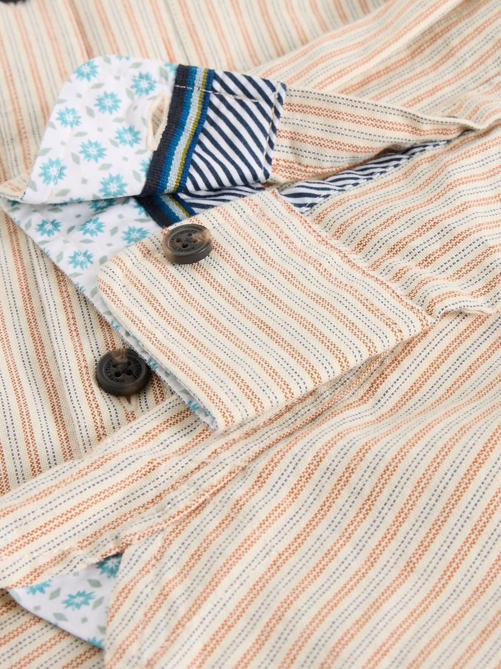 Bruton Stripe Collared Shirt in LGT NAT - FLAT DETAIL