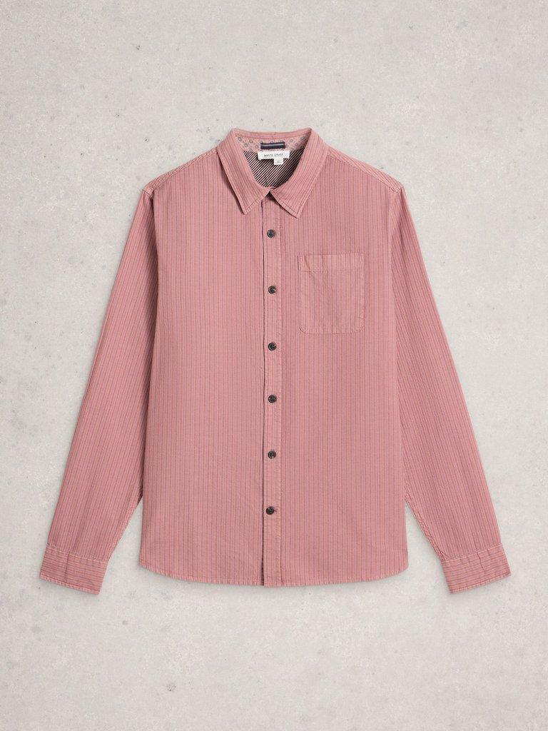 Bruton Stripe Collared Shirt in LGT PINK - FLAT FRONT
