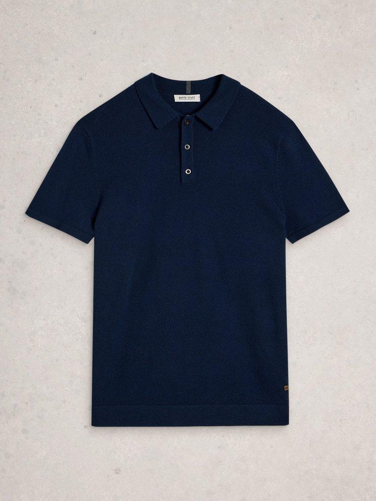 Newport Merino Polo SS in DARK NAVY - FLAT FRONT