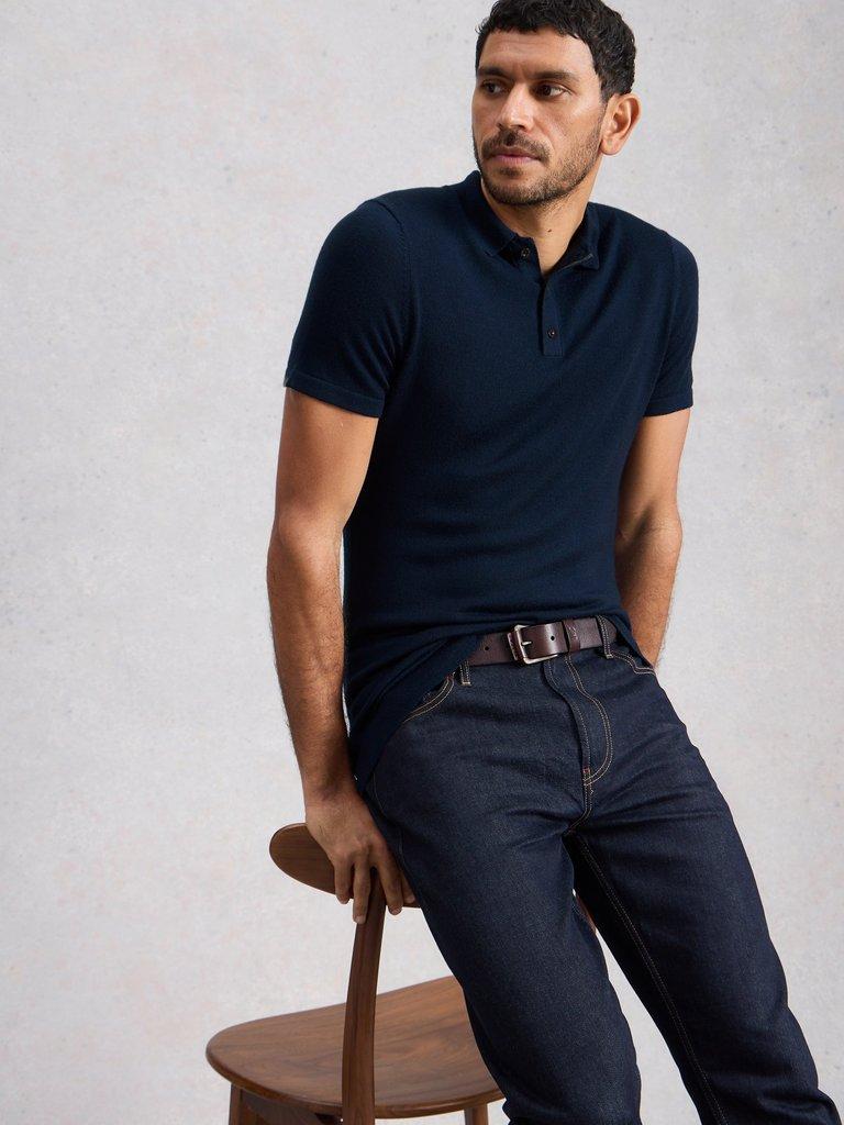 Newport Merino Polo SS in DARK NAVY - LIFESTYLE