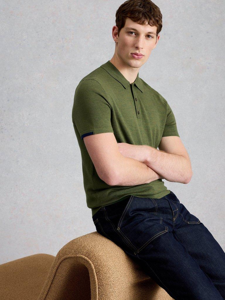 Newport Merino Polo SS in KHAKI GRN - LIFESTYLE