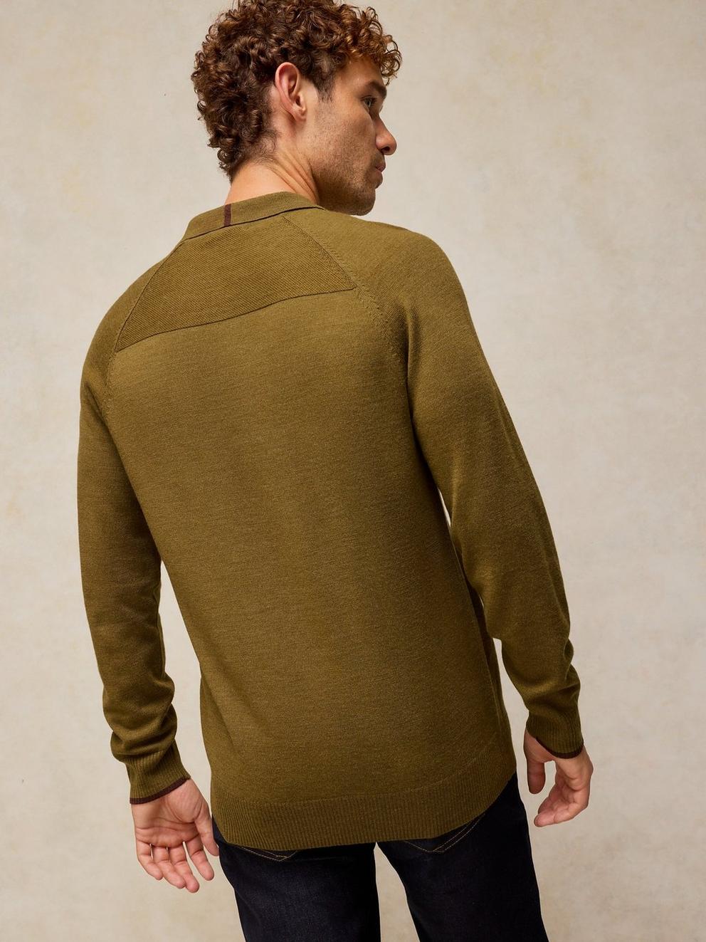 Newport Merino Polo LS in DK CHART - MODEL BACK