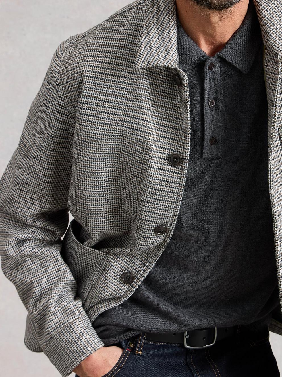 Newport Merino Polo LS in MID GREY - LIFESTYLE